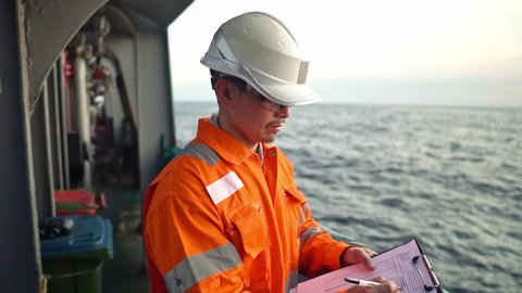 Filipino Deck Officer On Deck Offshore Stock Footage Video (100% 