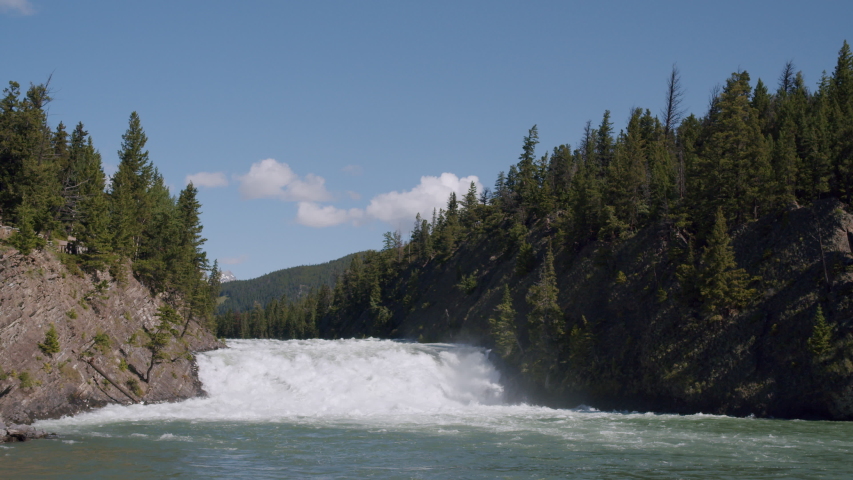 Bow Falls in Banff National Park, Beautiful Large Canadian Waterfall Bow River