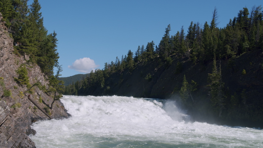 Bow Falls in Banff National Park, Beautiful Large Canadian Waterfall Bow River
