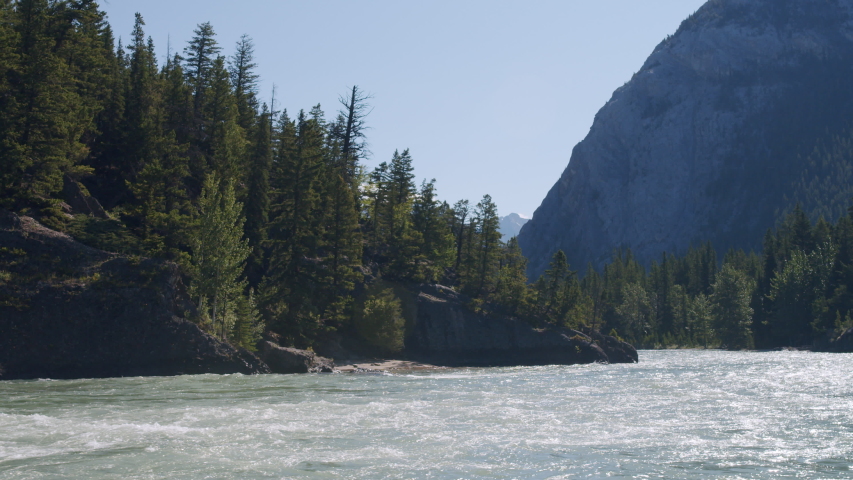 Bow Falls in Banff National Park, Beautiful Large Canadian Waterfall Bow River