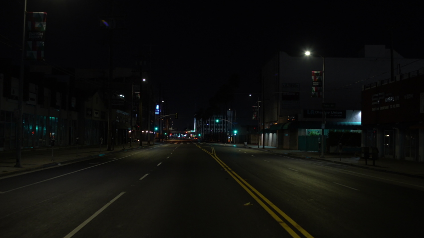 Los Angeles Downtown San Pedro St Northbound Night Driving Plate Rear View 2 12th St | Shutterstock HD Video #1056671105