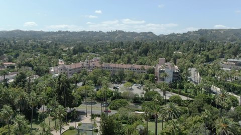 Beverly Hills Hotel Aerial Shot Forward California USA
