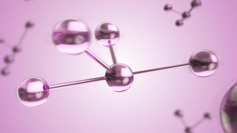 3D animation molecule macro atom cell Serum Liquid Cream Collagen Pink