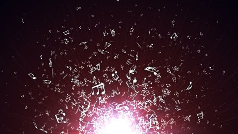 Flying Music Notes Animation, Rendering, Background, Loop, 4k
