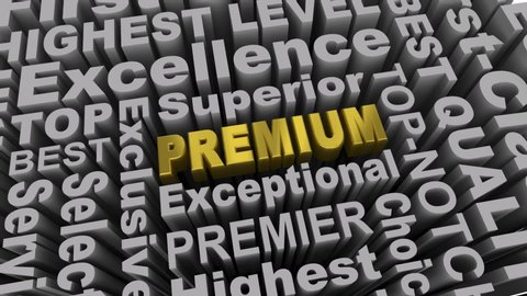 Premium Top Best Level Service Quality Word Collage 3d Animation