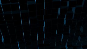 Concept of matrix. Binary code environment in form of cubes wall with information inside, moving up and down.