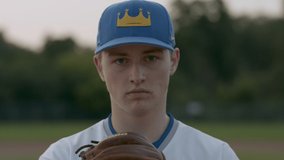 Portrait of a high level athlete. Baseball player ready to compete. Shot in slow-motion and in 4k. 