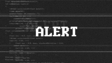 ALERT Glitch Text Animation, Rendering, Background, with Alpha Channel, Loop, 4k
