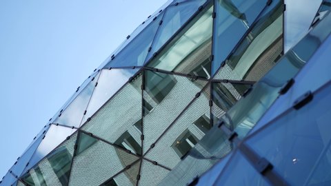 Detail of glass building Admirant, Eindhoven on Monday 07/13/2020, Netherlands, video real time 4K