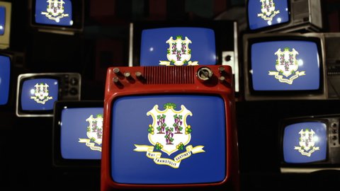 Flag of Connecticut on Vintage Televisions.
