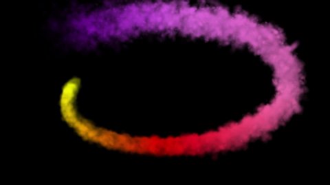 Colorful smoke particles. 4k 3D Animation of abstract colorful smoke particles swirling across the screen