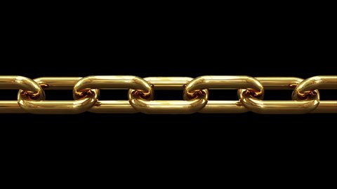 Gold chain. 4k 3D animation of a golden chain spinning with hyper realistic reflections