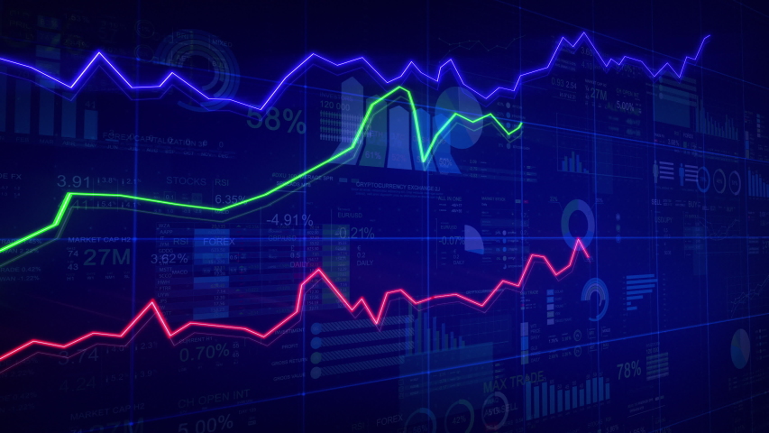 Financial charts with increasing profits. Economy background. 3 lines. Growing financial charts.  More color options in my portfolio.