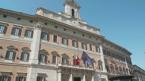 Italian Parliament, Montecitorio Palace. Building main entrance. Rome, Italy. July 30, 2020