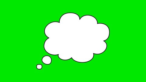 Animated white outlined speech bubble, chat balloon icon. Pictogram, comic book, anime. Useful for web site, banner, greeting cards, apps and social media posts. Chroma key, green screen background.