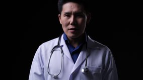 Doctor posing and looking at camera with speech presentation data. Doctor working about treatment system, prescription digital and diagnostic service. - Powered by Shutterstock - Get 15% off with code: PIKWIZARD15