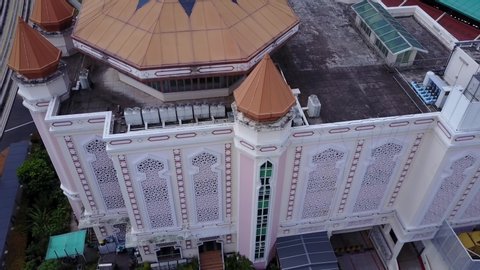 Aerial Drone Establishing shot of Masjid Al-Iman Mosque and architecture in the heartland of Singapore - Circa May 2019