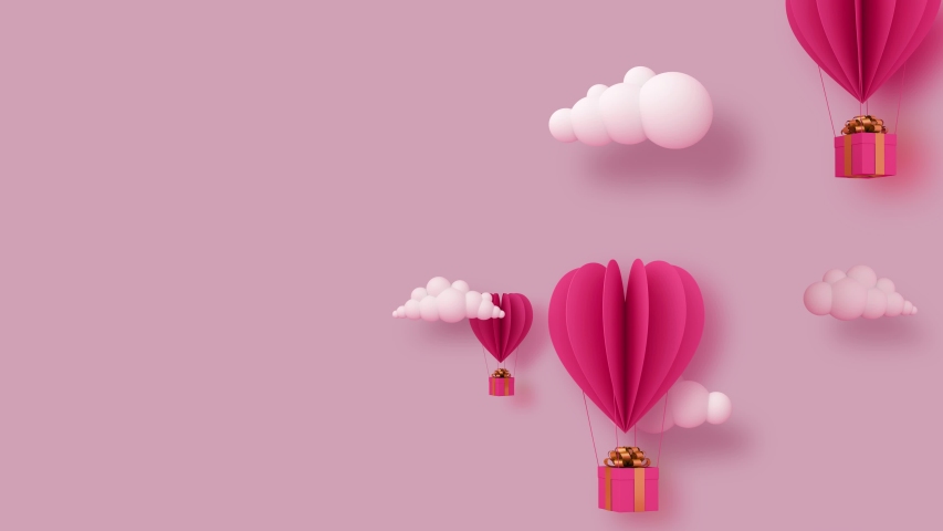 Valentine’s day concept background, balloon heart shape with gift box. Royalty-Free Stock Footage #1056733766