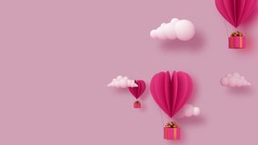 Valentine’s day concept background, balloon heart shape with gift box.