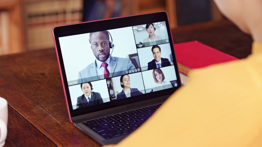 Video conference concept. Telemeeting. Videophone. Teleconference. | Shutterstock HD Video #1056763919