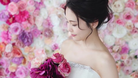 Attractive asian bride. Bridal concept. Wedding photo.