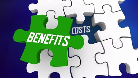 Benefits Vs Costs Puzzle Pieces CBA Cost Benefit Analysis 3d Animation