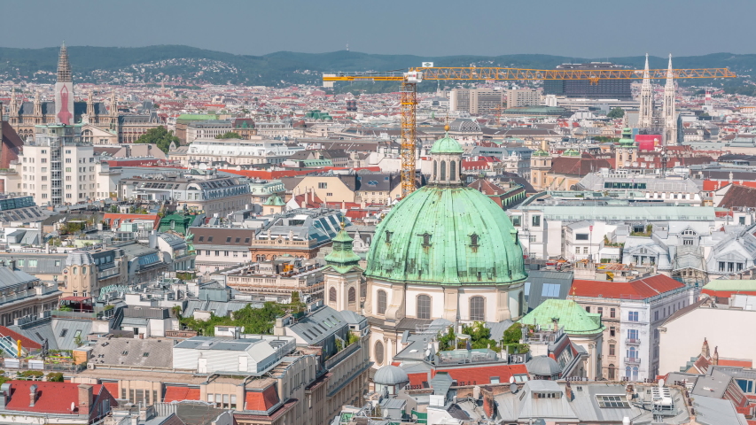 Panoramic aerial view of Vienna, austria, from south tower of st. stephen