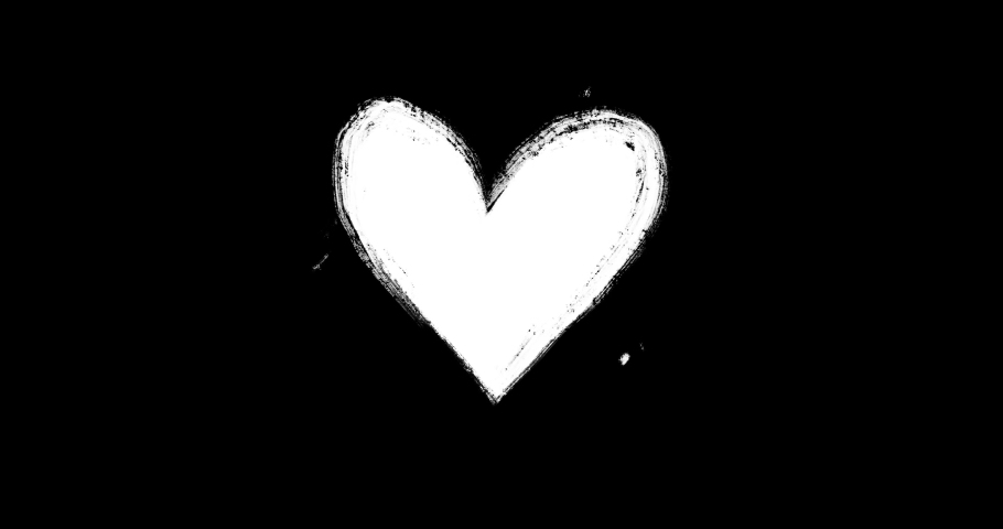 animation white heart beats on a black background drawn in chalk  for valentine's day Royalty-Free Stock Footage #1056805139