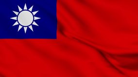 Taiwanese flag waving in the wind. National flag of Taiwan. seamless loop animation video. motion graphics