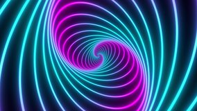 Minimal thin fluorescent spiral in infinite rotation. Funky holographic backdrop in retrowave style. Shiny fibonacci swirl in purple, blue and pink neon colors. Seamless loop animation. - Powered by Shutterstock - Get 15% off with code: PIKWIZARD15