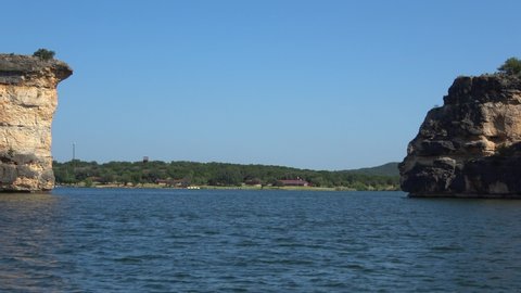 View of Hells Gate  on the Possum Kingdom Lake. View from a boat.