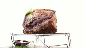 juicy pork neck, baked meat with spices
