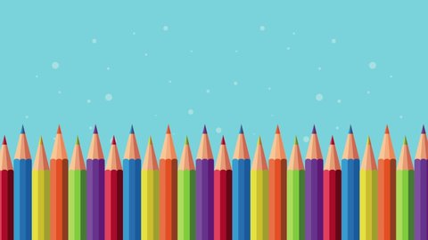back to school time with colors pencils - video animated
