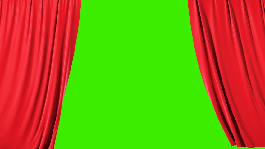  Red velvet theater curtains in motion. Opening and closing curtains with green chroma key. Royalty-Free Stock Footage #1056846302