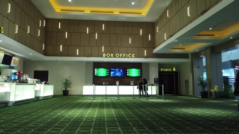Bandung, Indonesia - Feb 02, 2020: Established Shot of Cinema XXI Interiors at Ubertos (Ujungberung Town Square)
