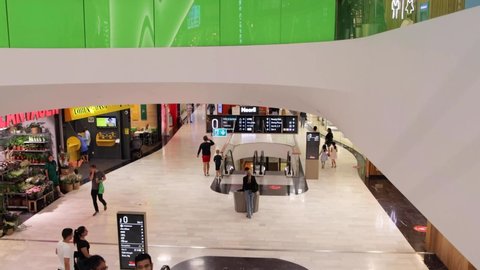 Stockholm, Sweden july 30 2020 , 4k footage from the interior of westfield mall of Scandinavia. in solna