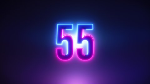 Purple and blue Neon Light 60 Seconds Countdown on black background. Running dynamic light. Timer from 60 to 0 seconds. 1 minute countdown. 30 or 10 seconds. Big 3D Numbers animated for intros
