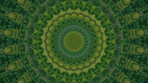 Kaleidoscope mandala green color geometric symmetry shape. Stock Video