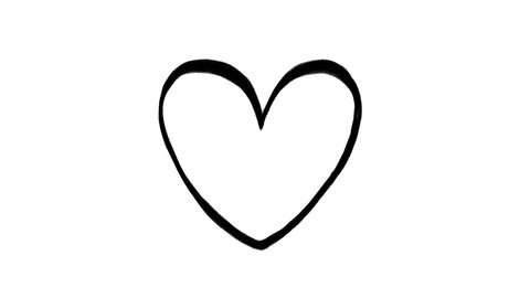 Hand drawn heart on a white background, frame by frame doodle animation