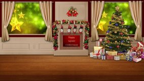 Christmas Stars in window motion background for TV program with holiday theme