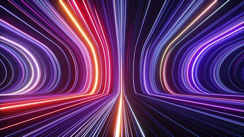 3d abstract futuristic neon background, ultra violet glowing lines, laser rays, speed of light. Looping seamless animation