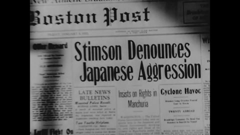 CIRCA 1930s - In this Frank Capra documentary, Lord Lytton and Secretary Stimson oversee a League of Nations investigation of Japan.