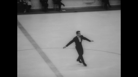 CIRCA 1964 - Germany's Manfred Schnelldorfer turns in a gold-medal winning figure skating performance at the winter Olympics.