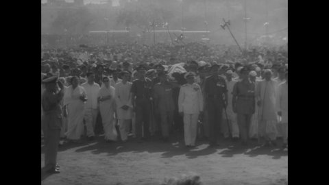 CIRCA 1964 - Lord Mountbatten and Secretary Rusk are among those present at Prime Minister Nehru's cremation ceremony along the River Jumna.