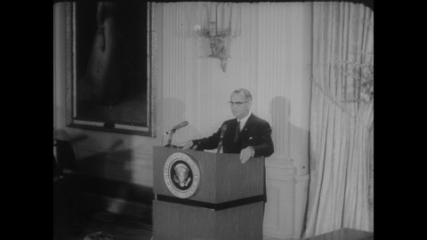 CIRCA 1964 - LBJ gives a speech extolling the virtues of the peerless American economy.