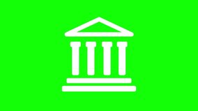Animated bank, museum, greek ancient temple icon. Animation, pictogram, motion graphics. Useful for social media, interfaces, infographics, websites. Chroma key, green screen background. - Powered by Shutterstock - Get 15% off with code: PIKWIZARD15