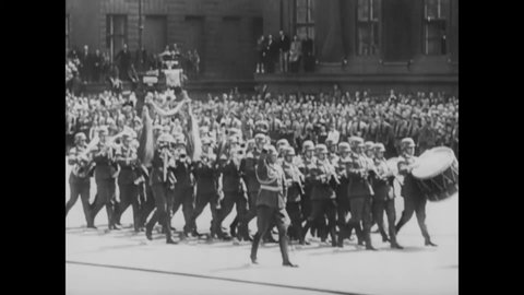 CIRCA 1930s - In this Frank Capra documentary narrated by Walter Huston, Hitler, Mussolini and Hirohito drive their countries to nationalism.