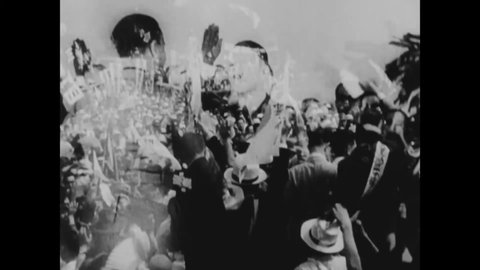 CIRCA 1941 - In this Frank Capra documentary narrated by Walter Huston, Japanese envoy Saburo Kurusu signs the Tripartite Pact.