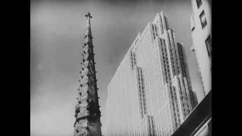 CIRCA 1942 - In this Frank Capra documentary narrated by Walter Huston, choir boys sing "Onward Christian Soldiers" in an American cathedral.