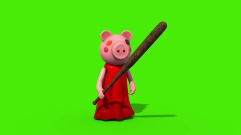 Psycho Piggy Walkcycle Green Screen Loop 3D Rendering Animation 4K
